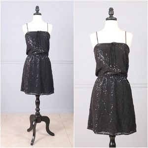 New Shimmery Black Sequin Ludi Mini Dress NWT XS S